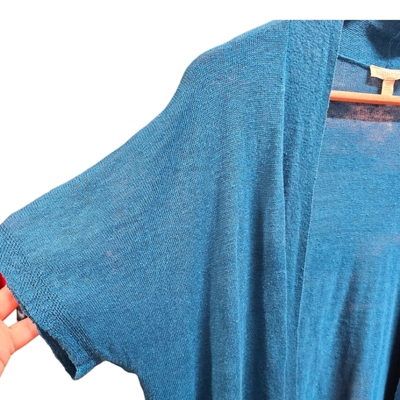 Eileen Fisher Linen Open Front Short Sleeve Cardigan XS Oversized Minimalist - Picture 4 of 7